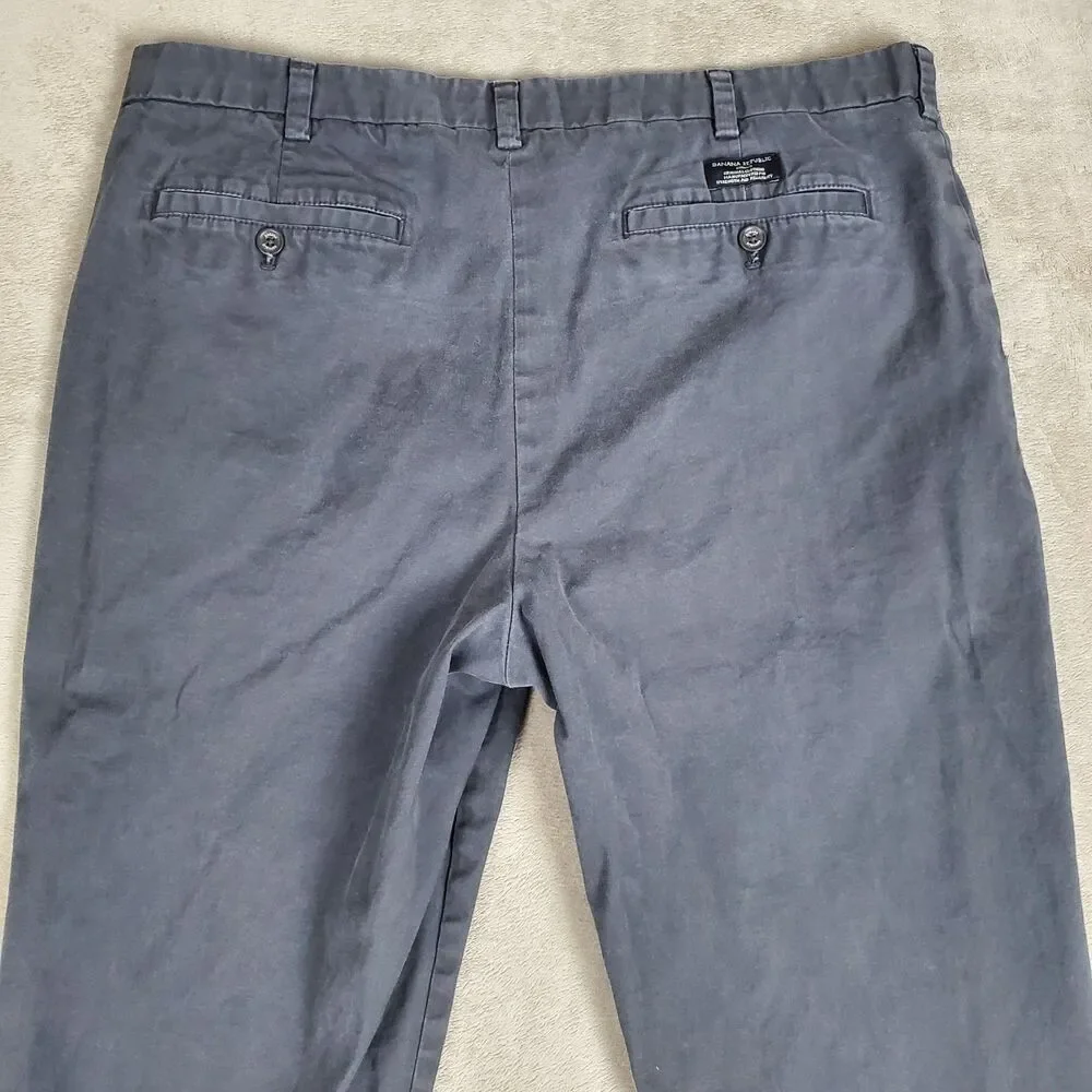 Banana Republic Aiden Chino Pants Mens 38x30 Gray Classic Fit Stretch Casual